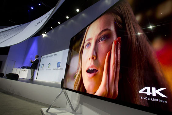 A Sony 85-inch Bravia XBR-X950B 4K television plays video after being unveiled during a Sony news conference at the Consumer Electronics Show (CES), in Las Vegas