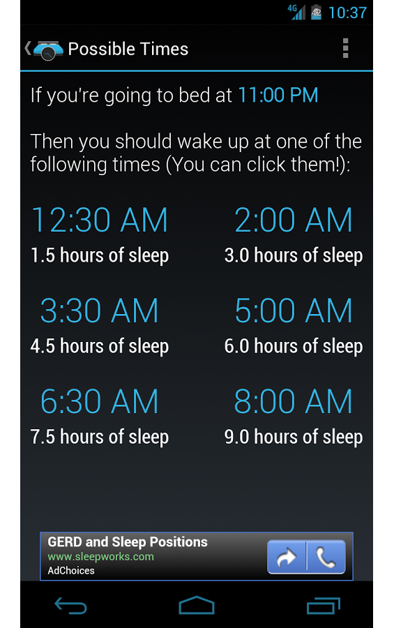 90night SleepyTime Calculator