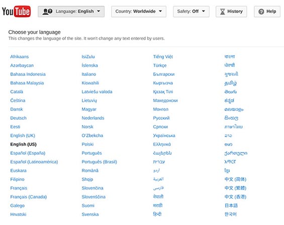 youtube-languages